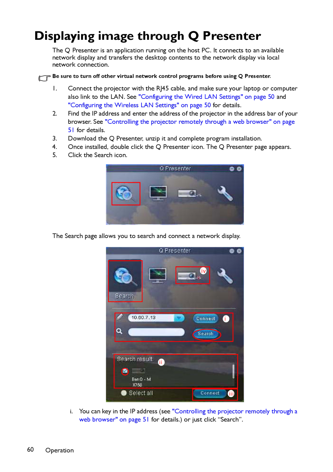 BenQ MP780 ST+, MW860USTi user manual Displaying image through Q Presenter 