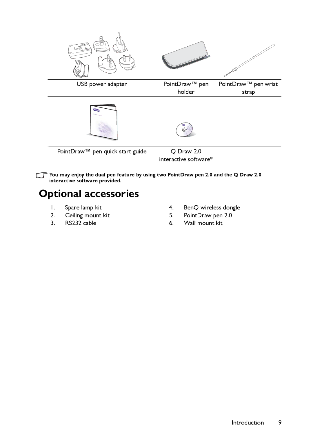 BenQ MW860USTi, MP780 ST+ user manual Optional accessories 