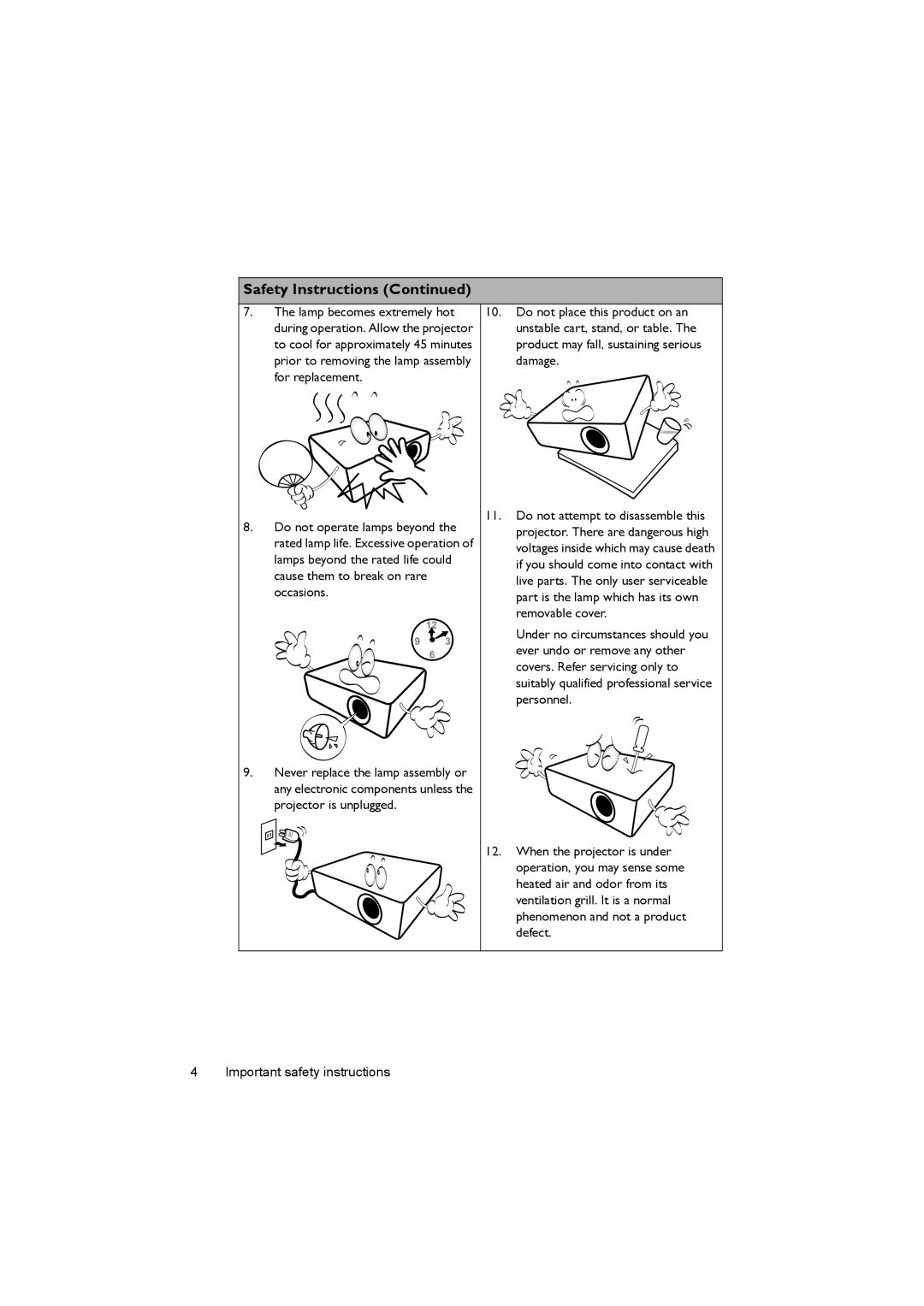 BenQ MS502, MX503 user manual Safety Instructions 