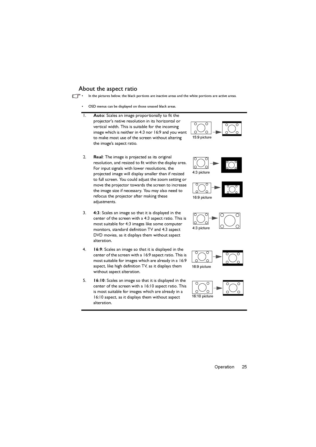 BenQ MX505, MS504 user manual About the aspect ratio 