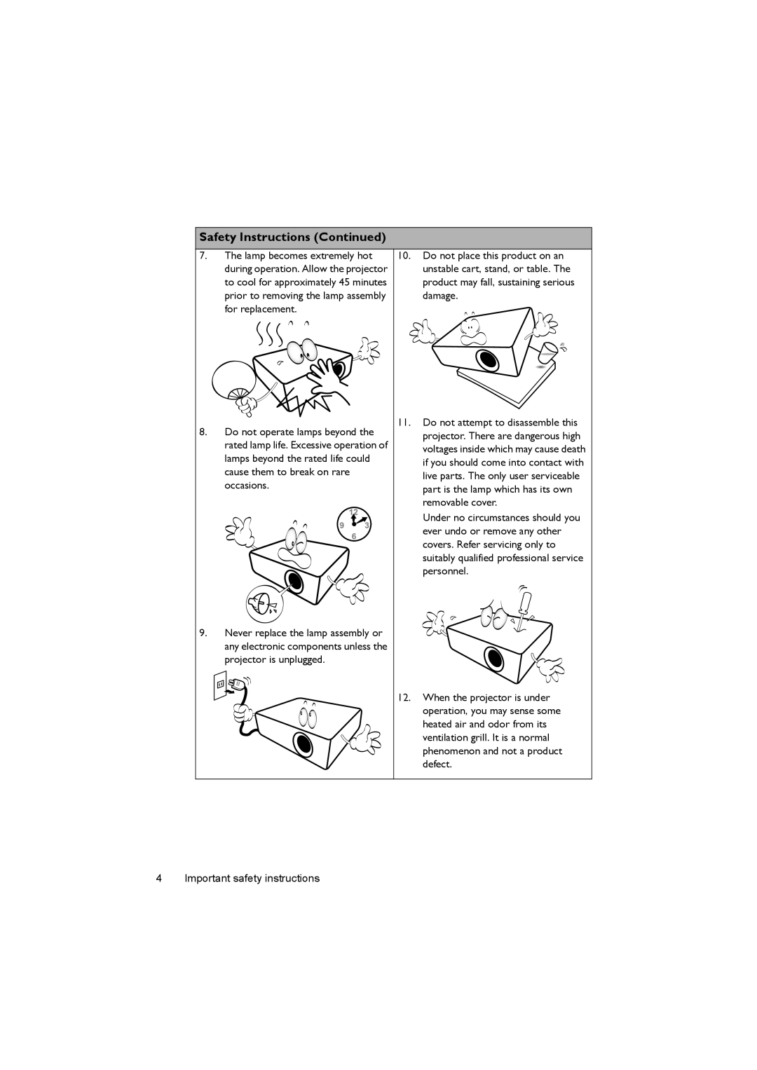 BenQ MS504, MX505 user manual Safety Instructions 