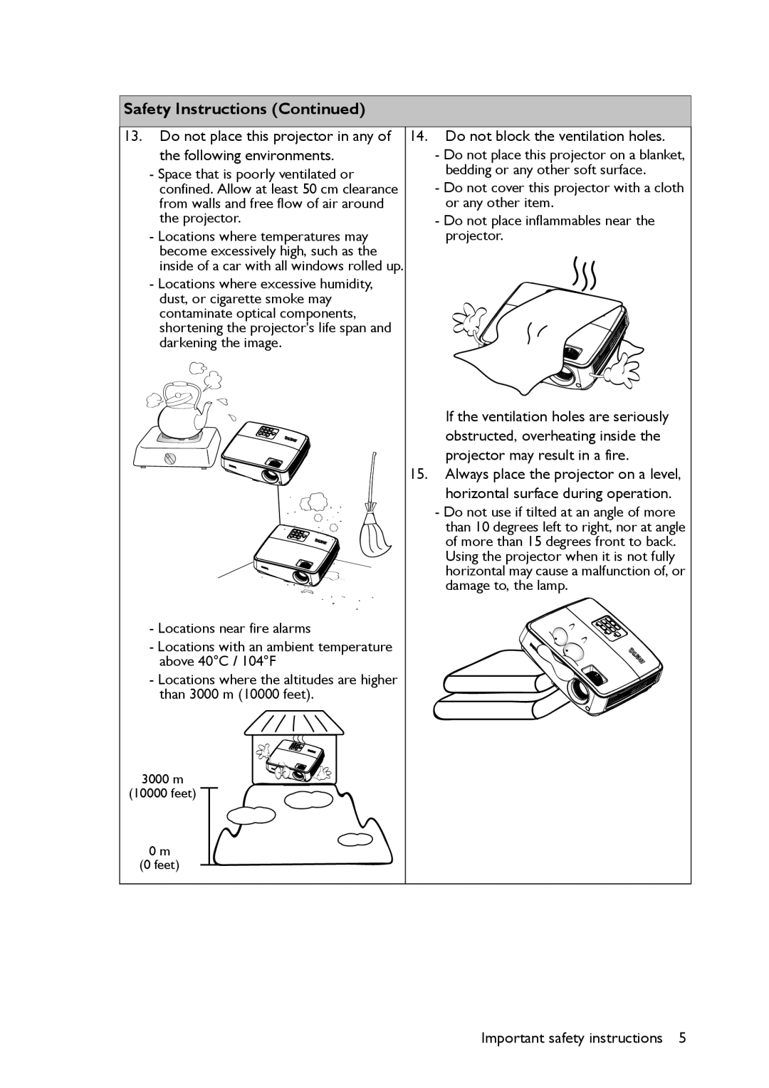 BenQ MS517 user manual Do not block the ventilation holes 