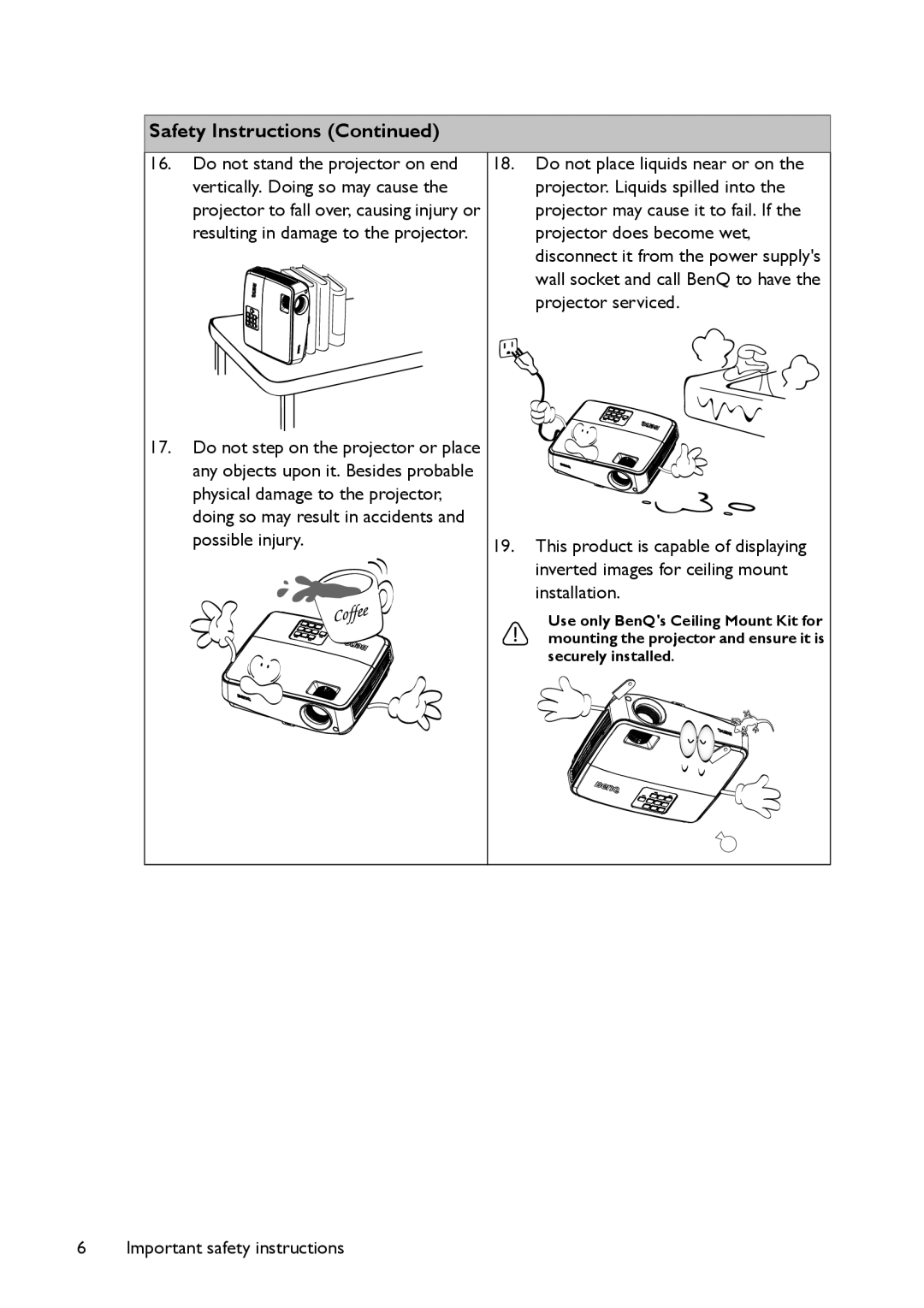 BenQ MS517 user manual Safety Instructions 