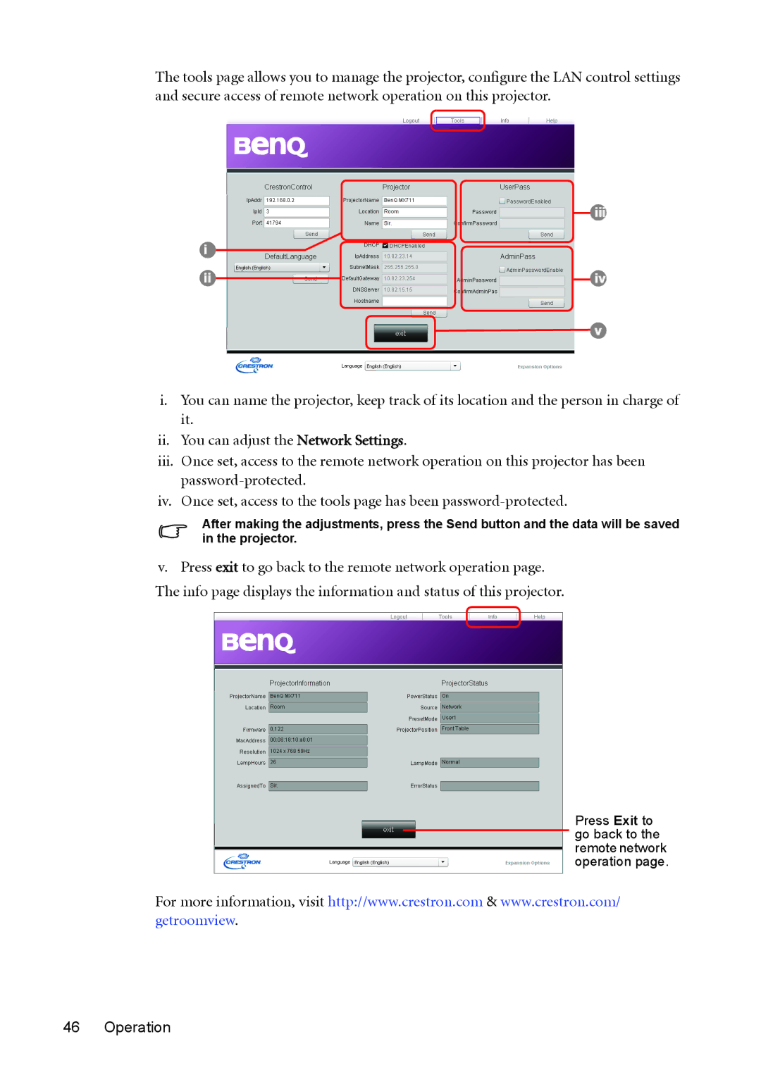 BenQ MW811ST, MX812ST user manual Operation 