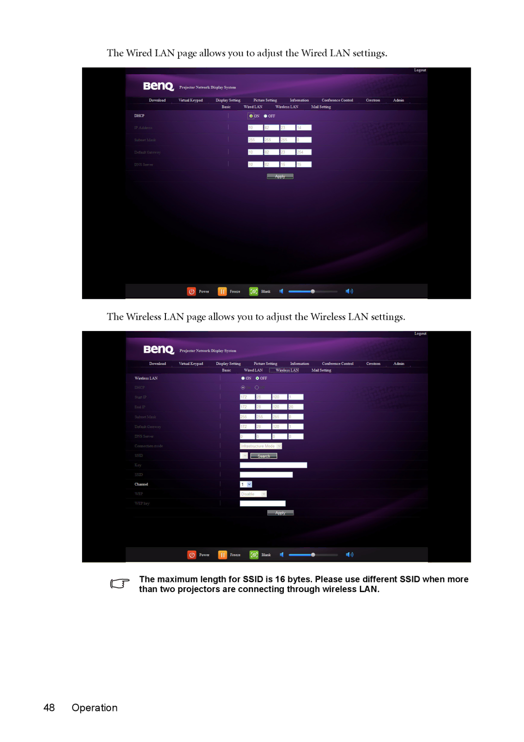 BenQ MW811ST, MX812ST user manual Operation 