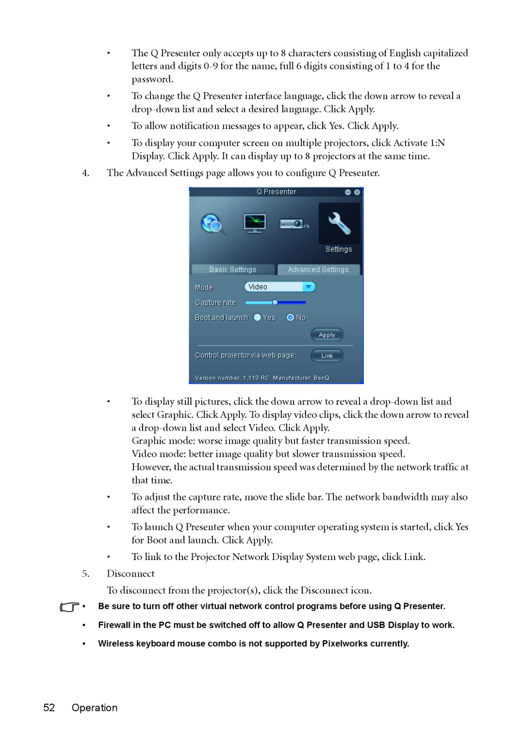 BenQ MW811ST, MX812ST user manual Operation 