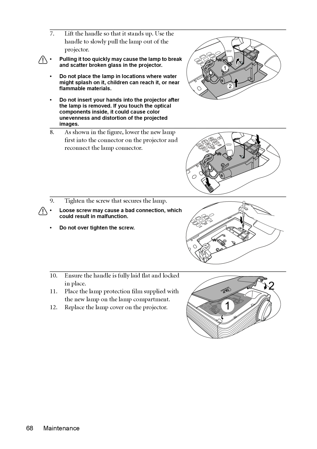 BenQ MW811ST, MX812ST user manual Tighten the screw that secures the lamp 