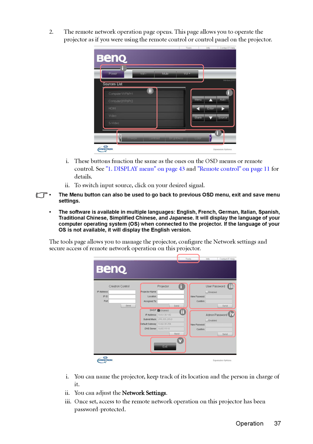 BenQ mw814st user manual Iiii Iiiv 