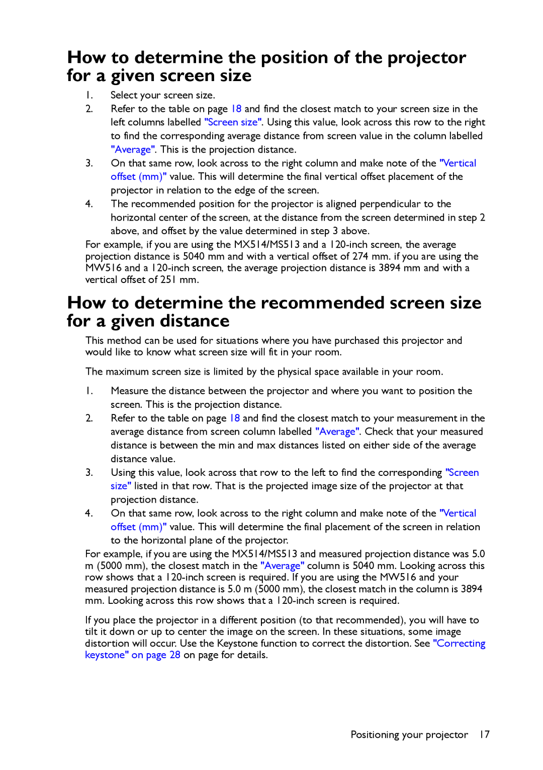 BenQ MW516, MX514 user manual 