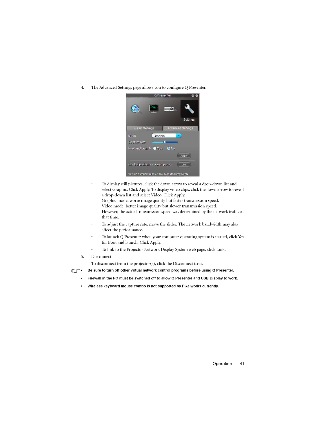 BenQ MS614, MX615 user manual Operation 