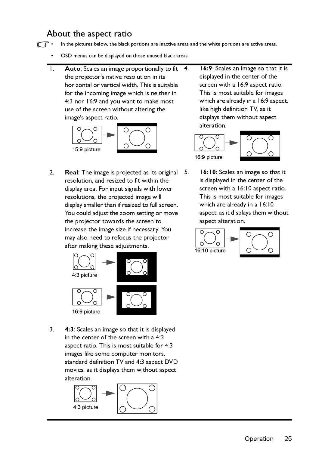 BenQ ms616st, mx618st user manual About the aspect ratio 