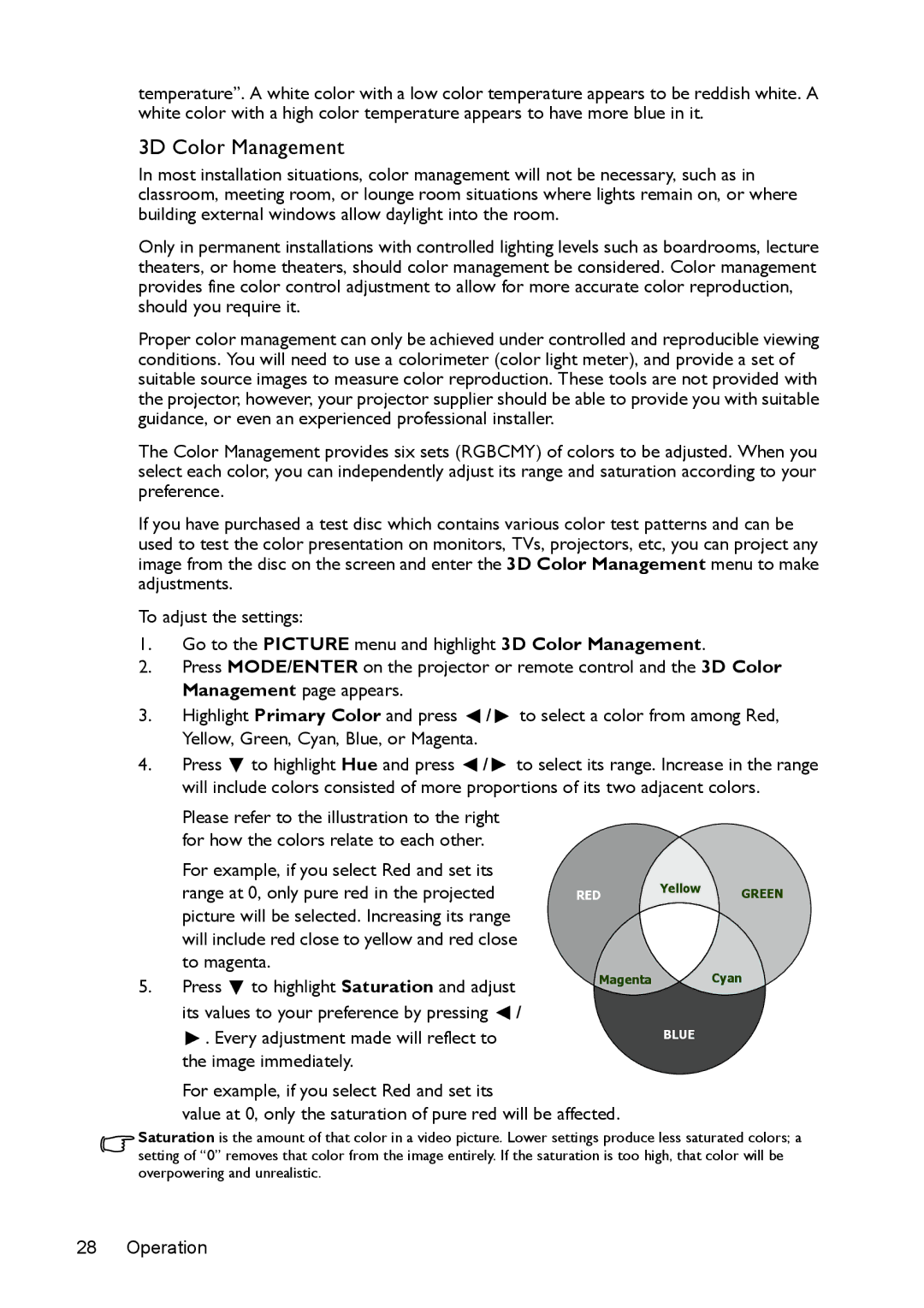 BenQ mx618st, ms616st user manual 3D Color Management 