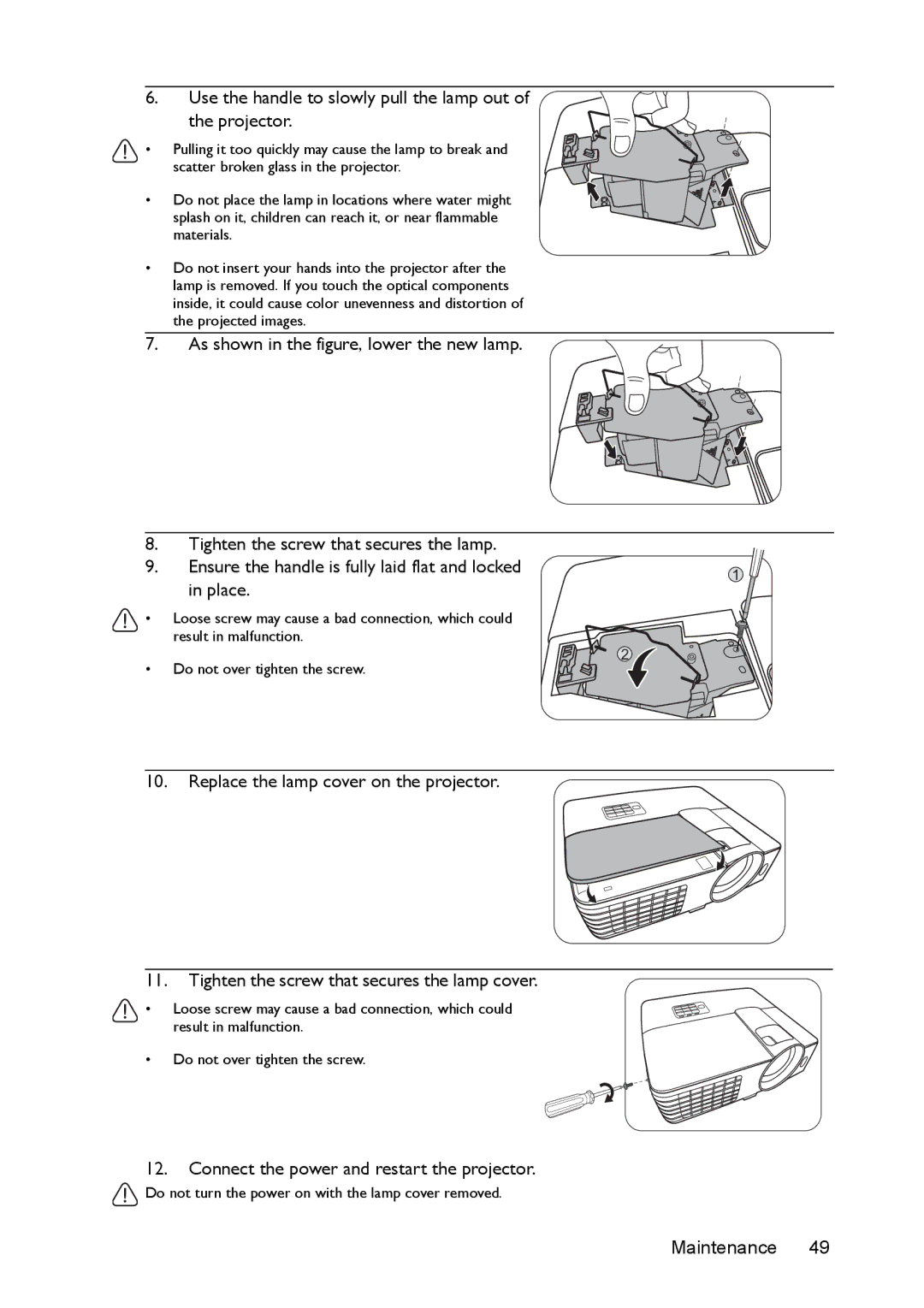 BenQ ms616st, mx618st user manual Connect the power and restart the projector 