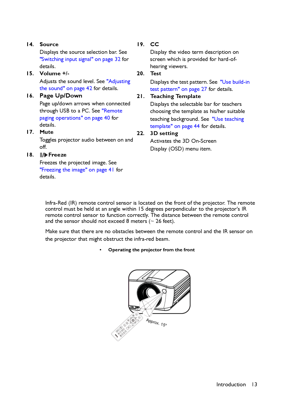 BenQ MX661 user manual Up/Down 