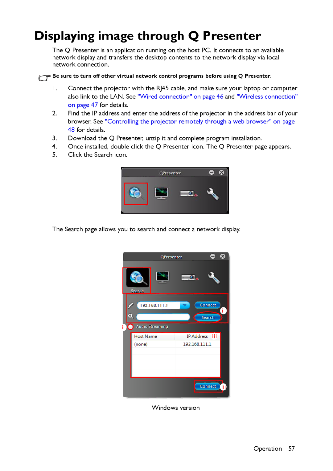 BenQ MX661 user manual Displaying image through Q Presenter 