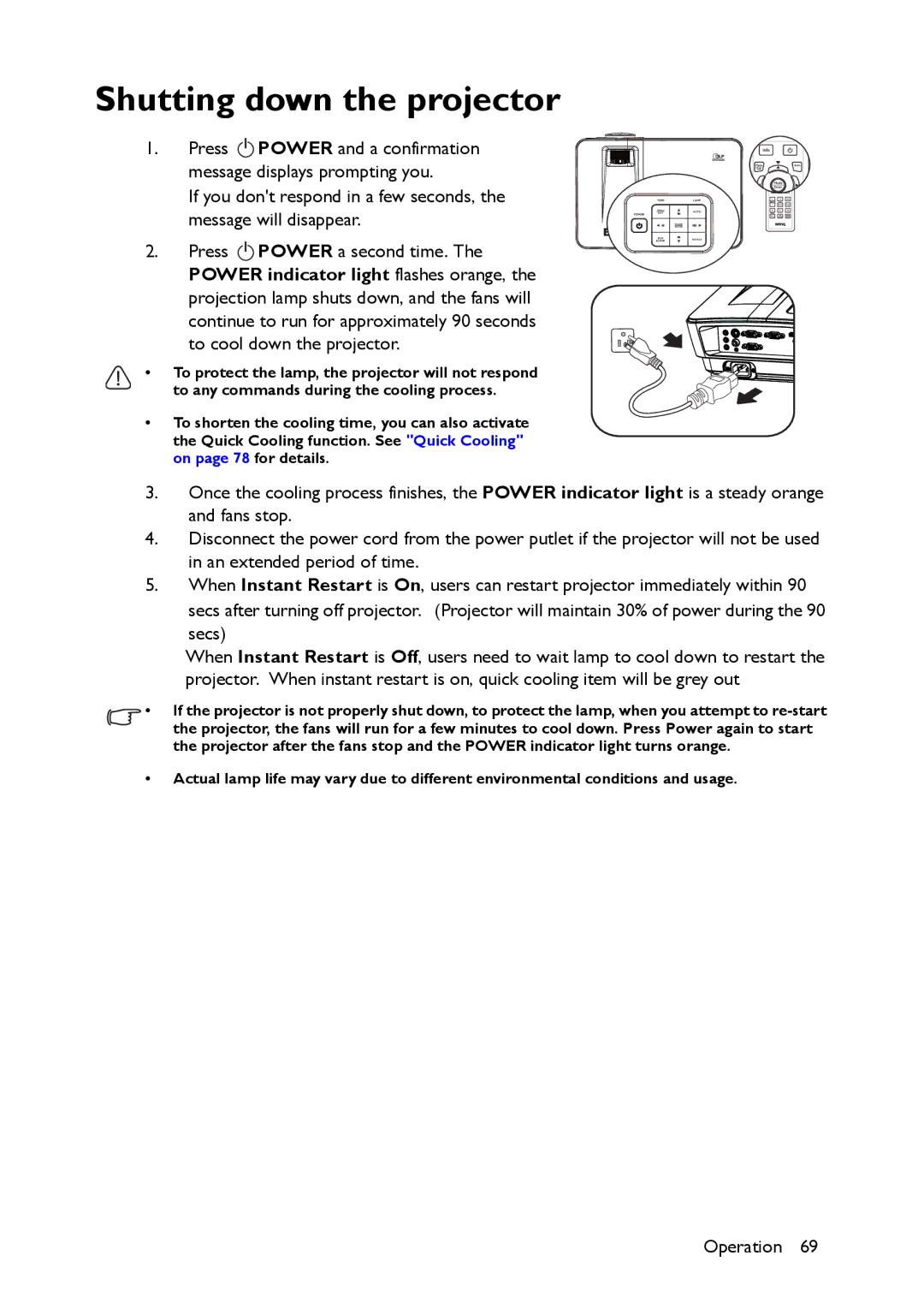 BenQ MX661 user manual Shutting down the projector 