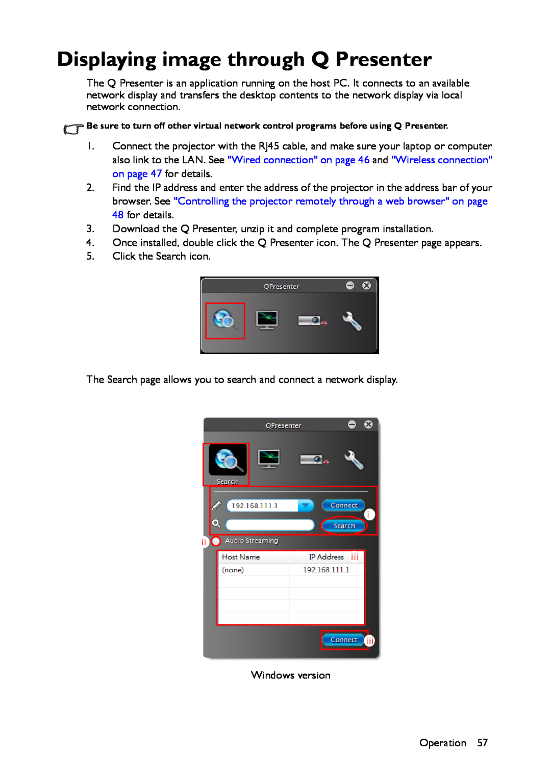 BenQ MX661 user manual Displaying image through Q Presenter 