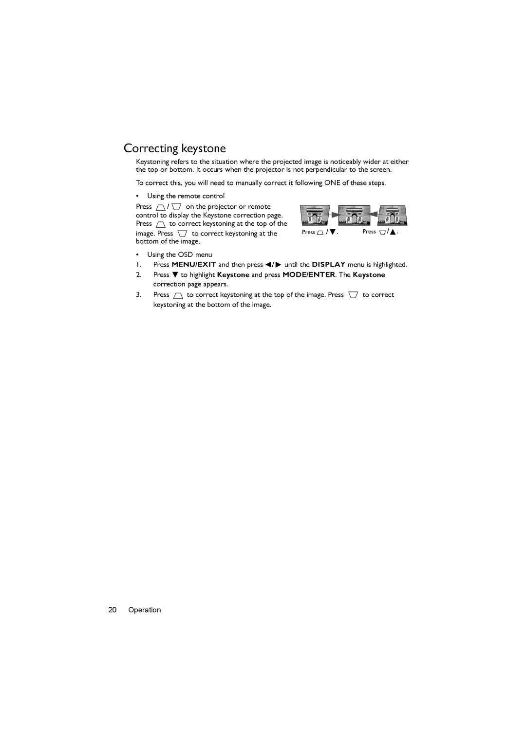 BenQ MX662 user manual Correcting keystone 