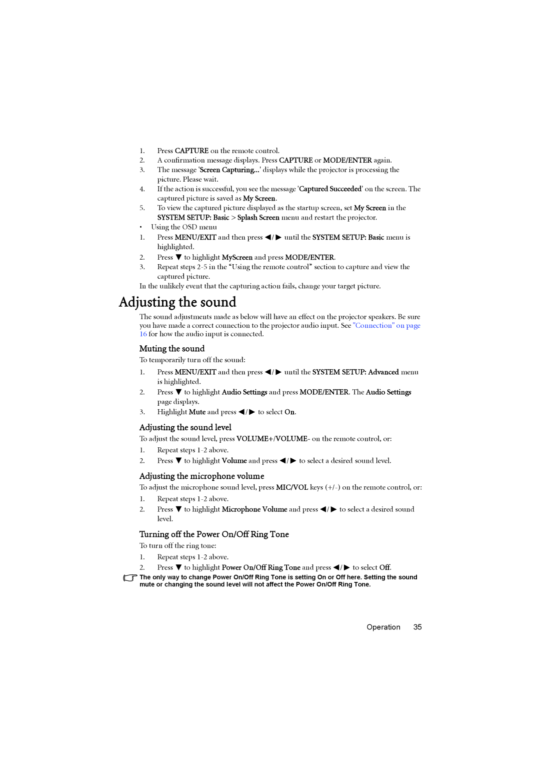 BenQ MX710, MX711 user manual Muting the sound, Adjusting the sound level, Adjusting the microphone volume 