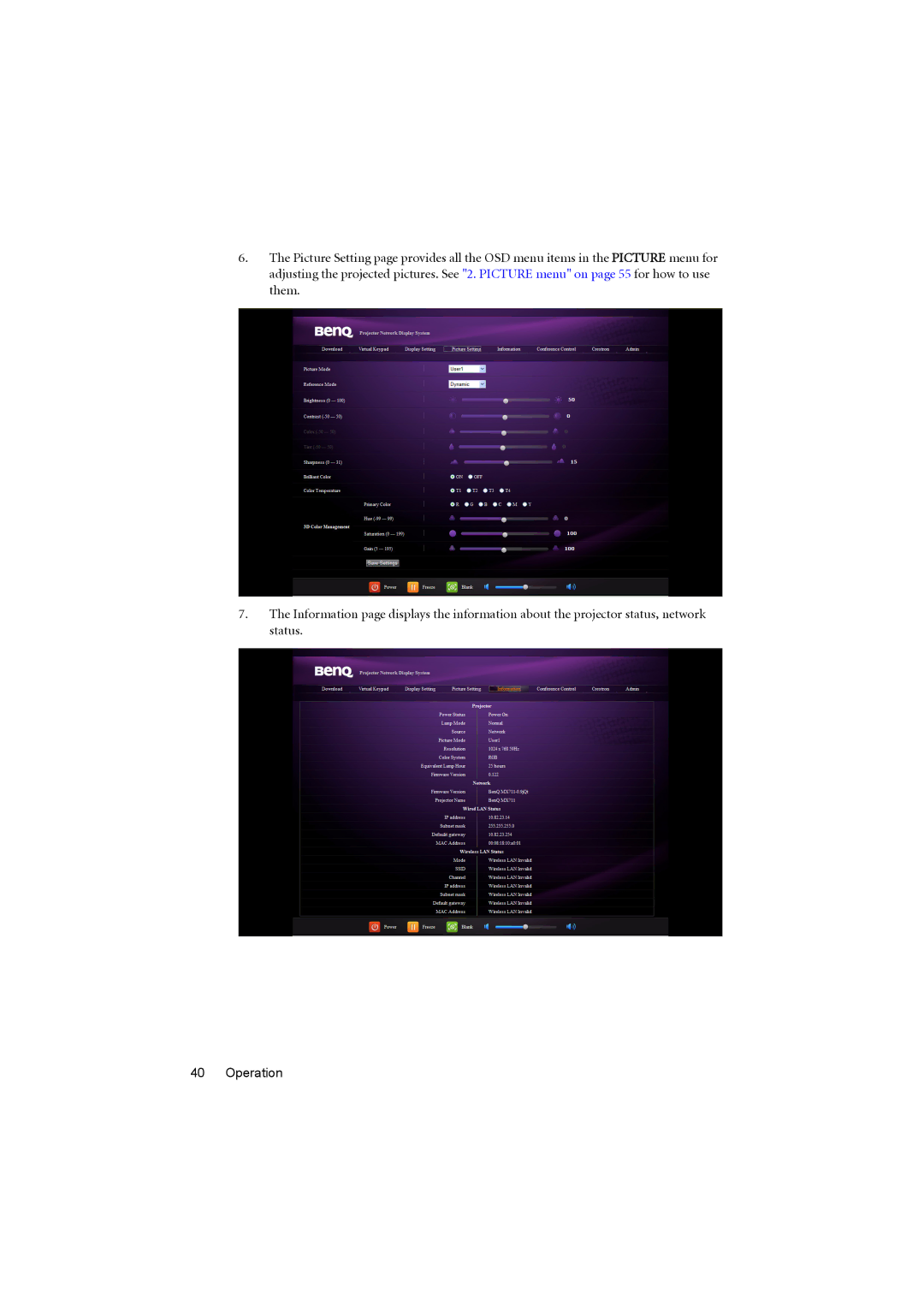 BenQ MX711, MX710 user manual 