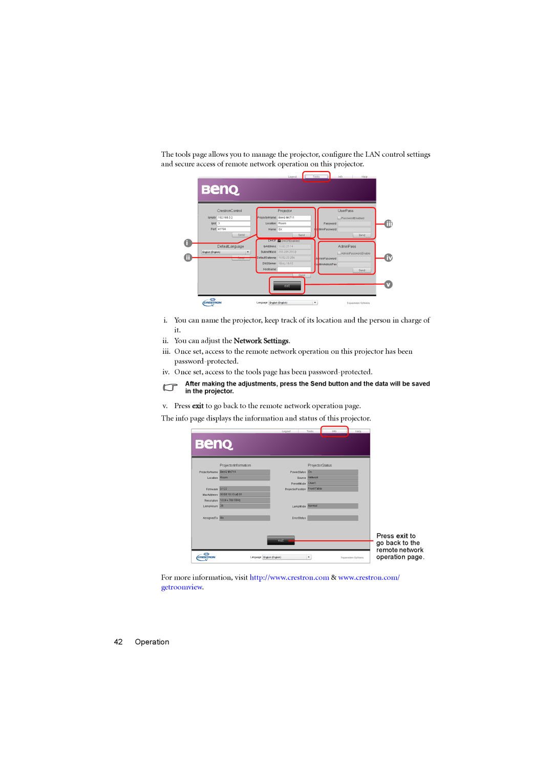 BenQ MX711, MX710 user manual Operation 