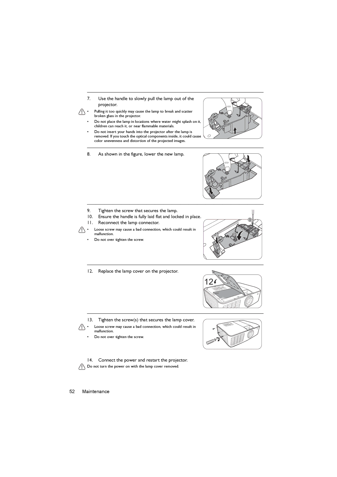 BenQ MX722 user manual Connect the power and restart the projector 