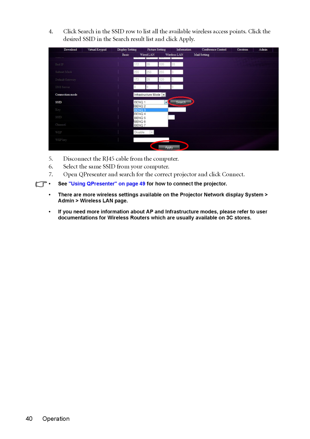 BenQ MX764 user manual Operation 