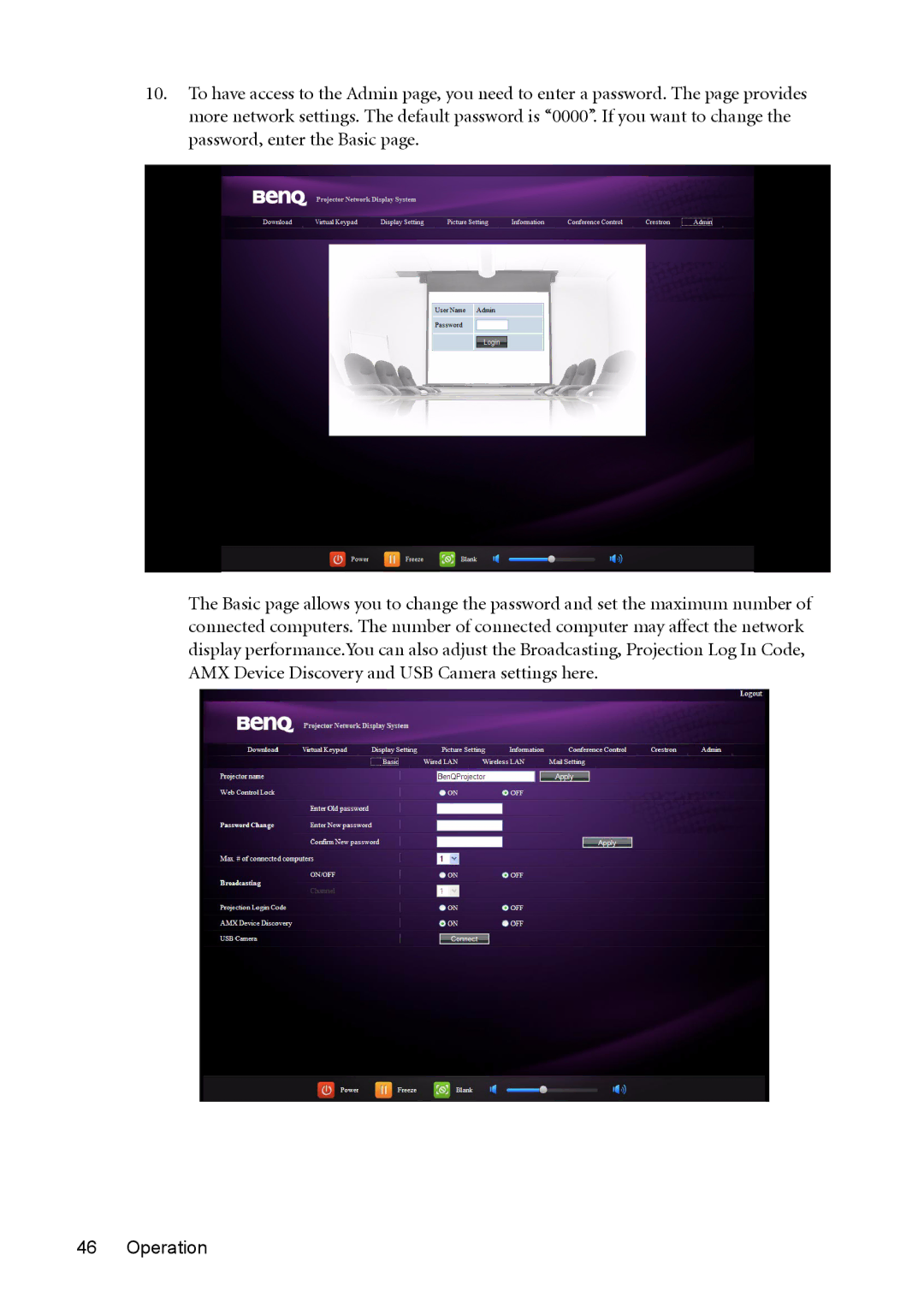 BenQ MX764 user manual Operation 