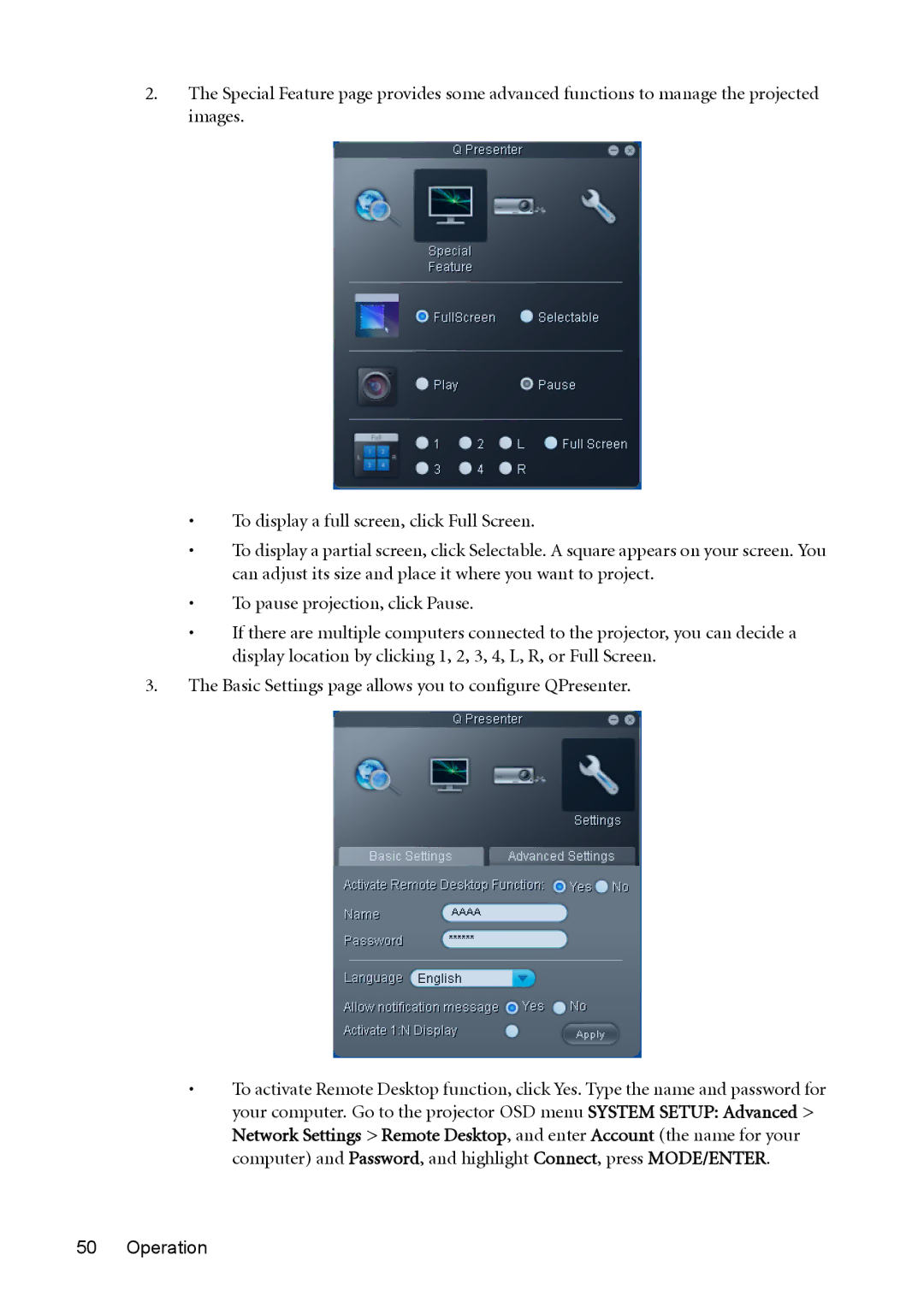 BenQ MX764 user manual Operation 