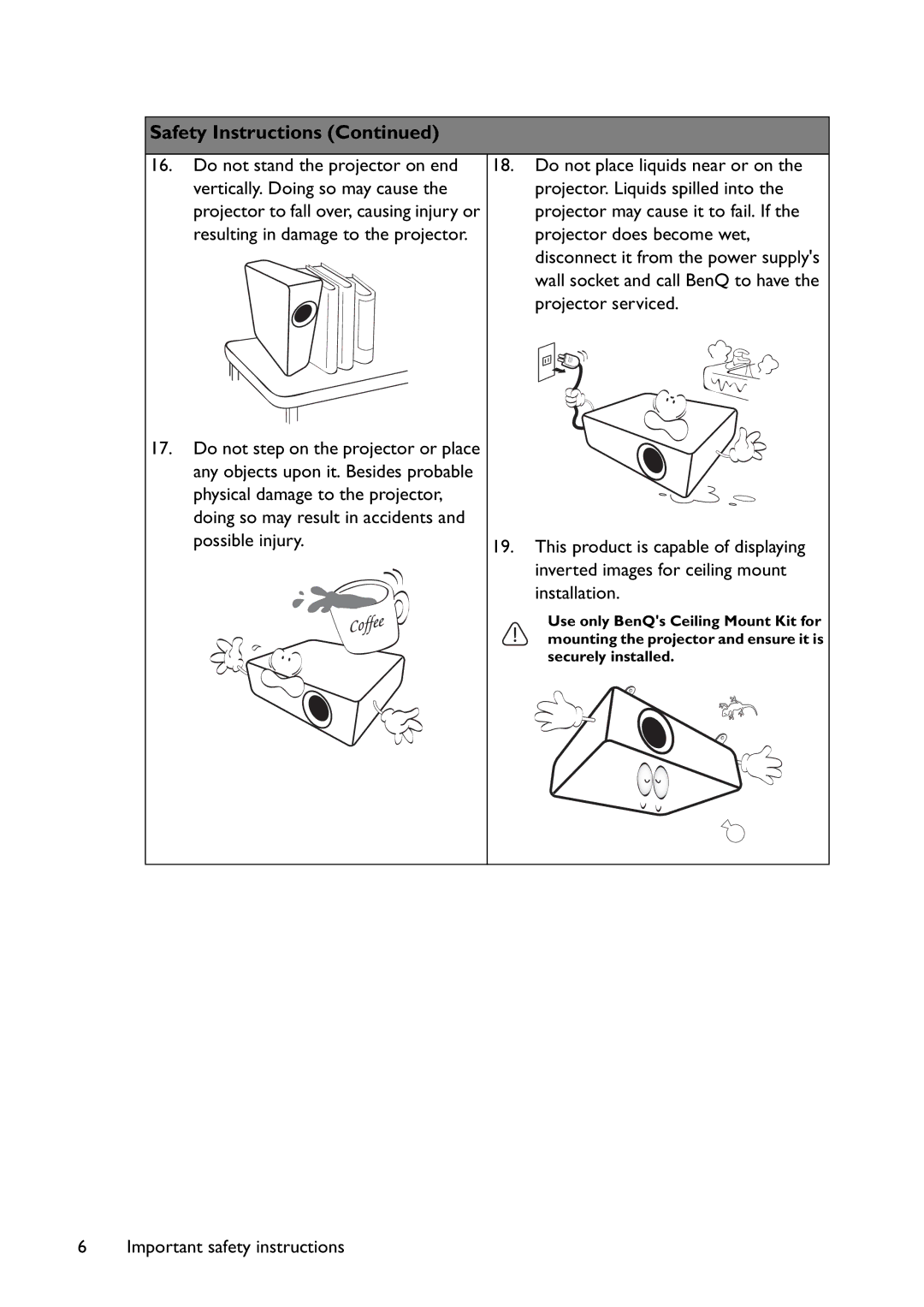 BenQ MX766, MW767, MX822ST user manual Safety Instructions 