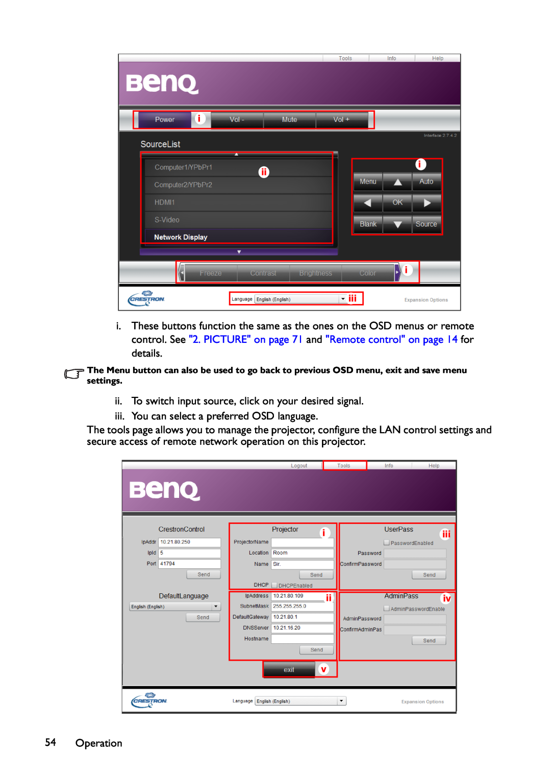 BenQ MX766, MW767, MX822ST user manual ii. To switch input source, click on your desired signal 