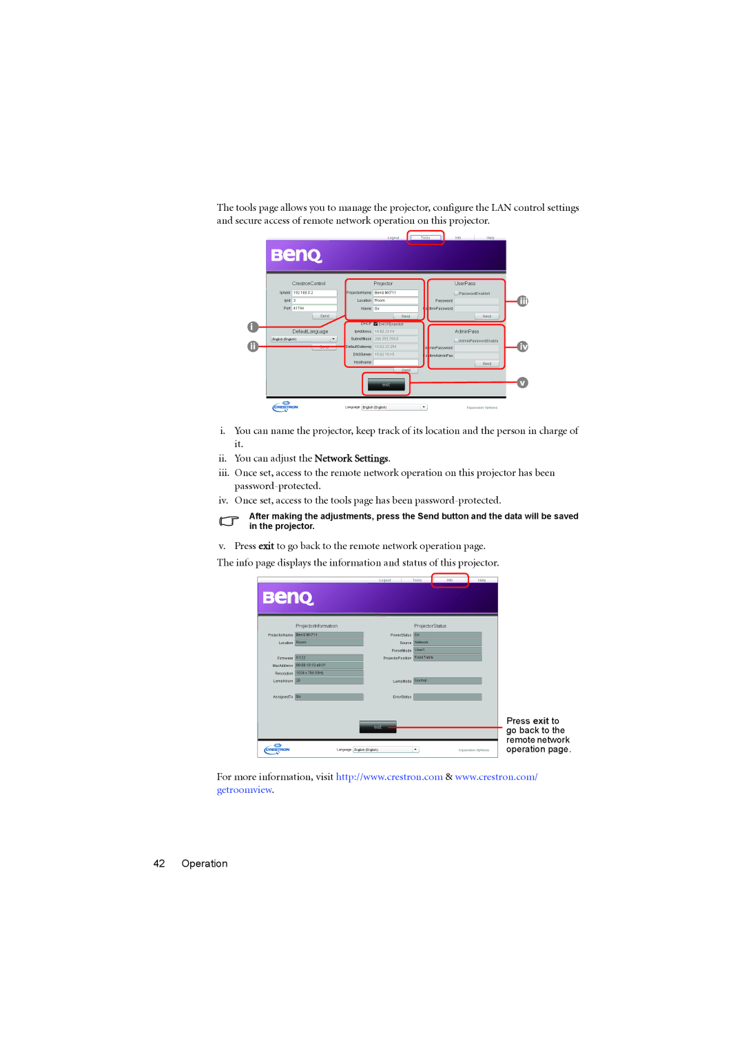 BenQ MX880UST user manual Operation 