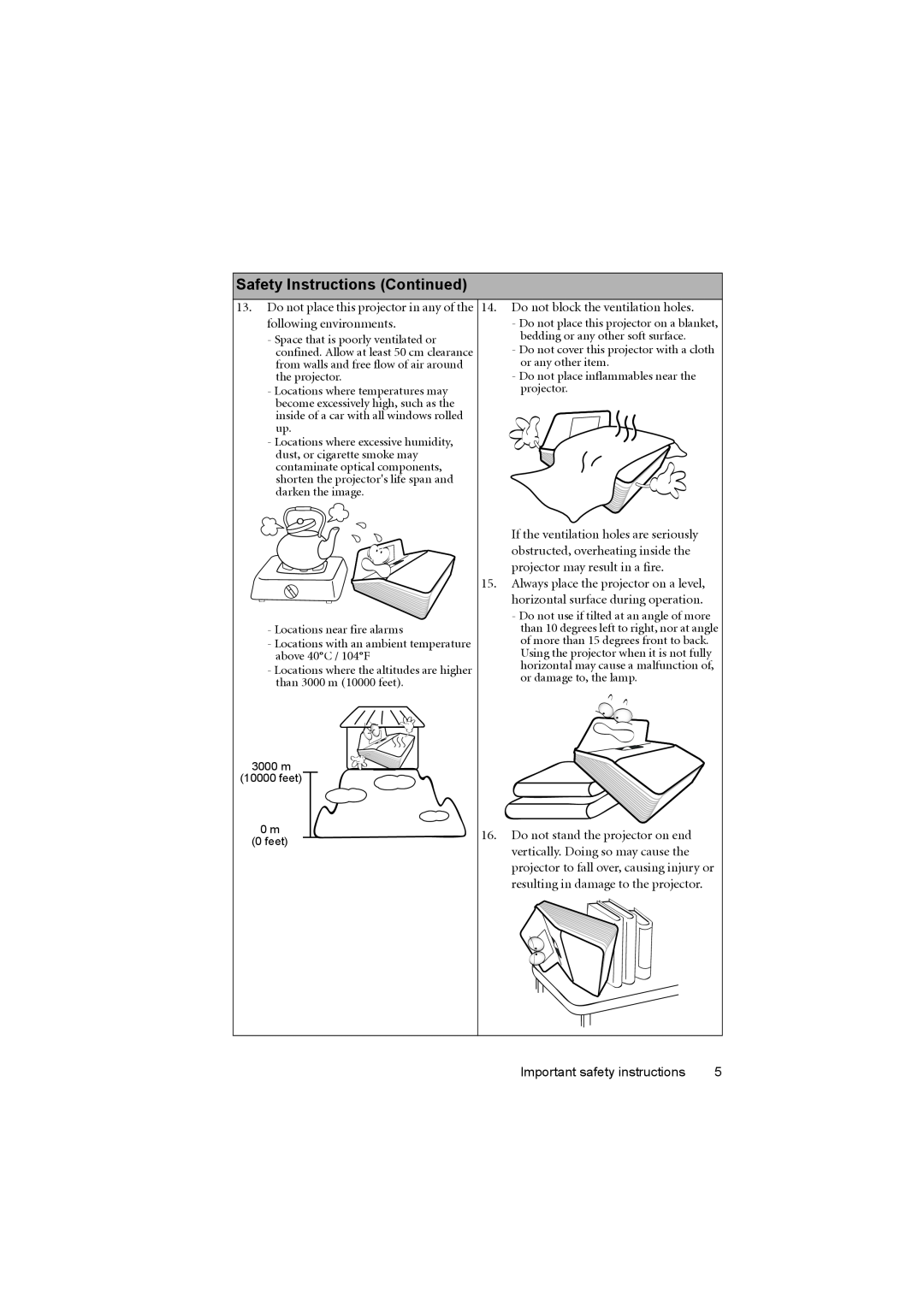 BenQ MX880UST user manual Always place the projector on a level 