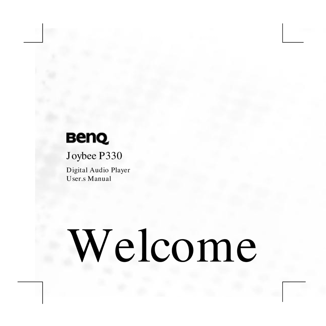 BenQ P330 user manual Welcome 