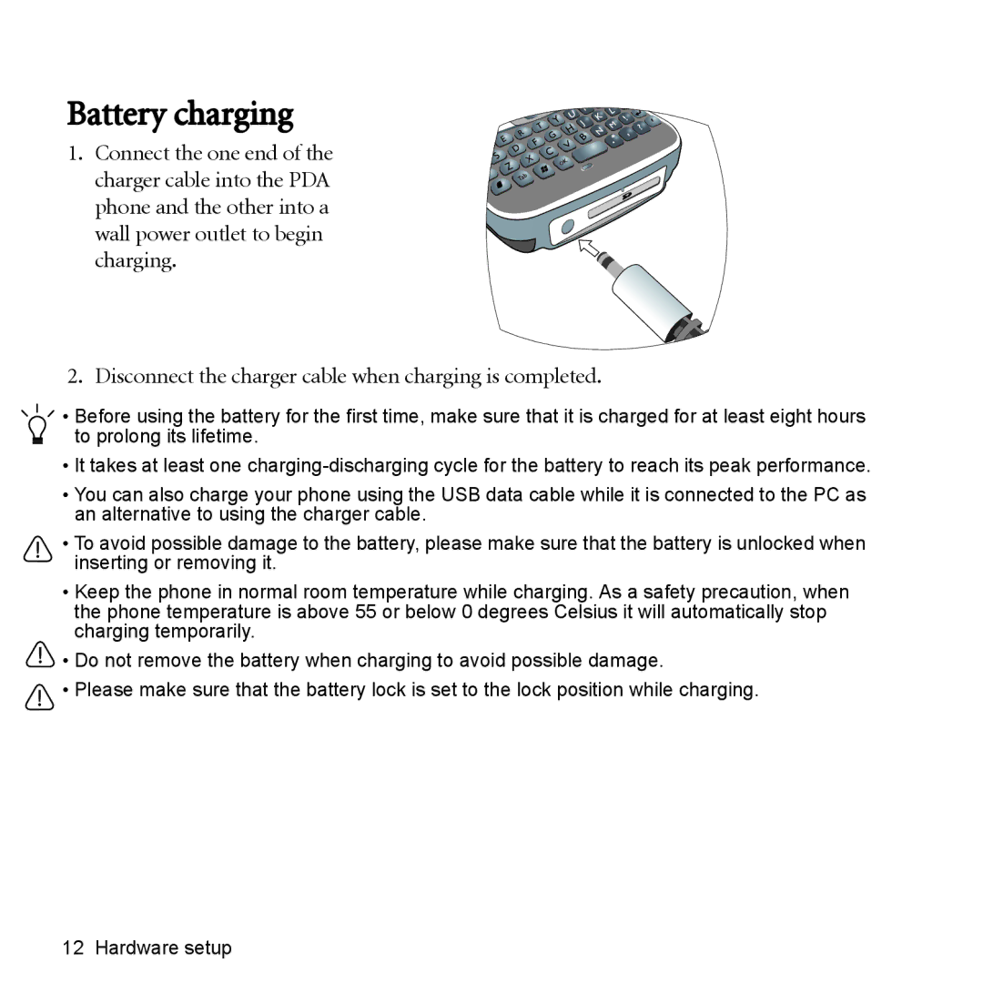 BenQ P51 manual Battery charging 