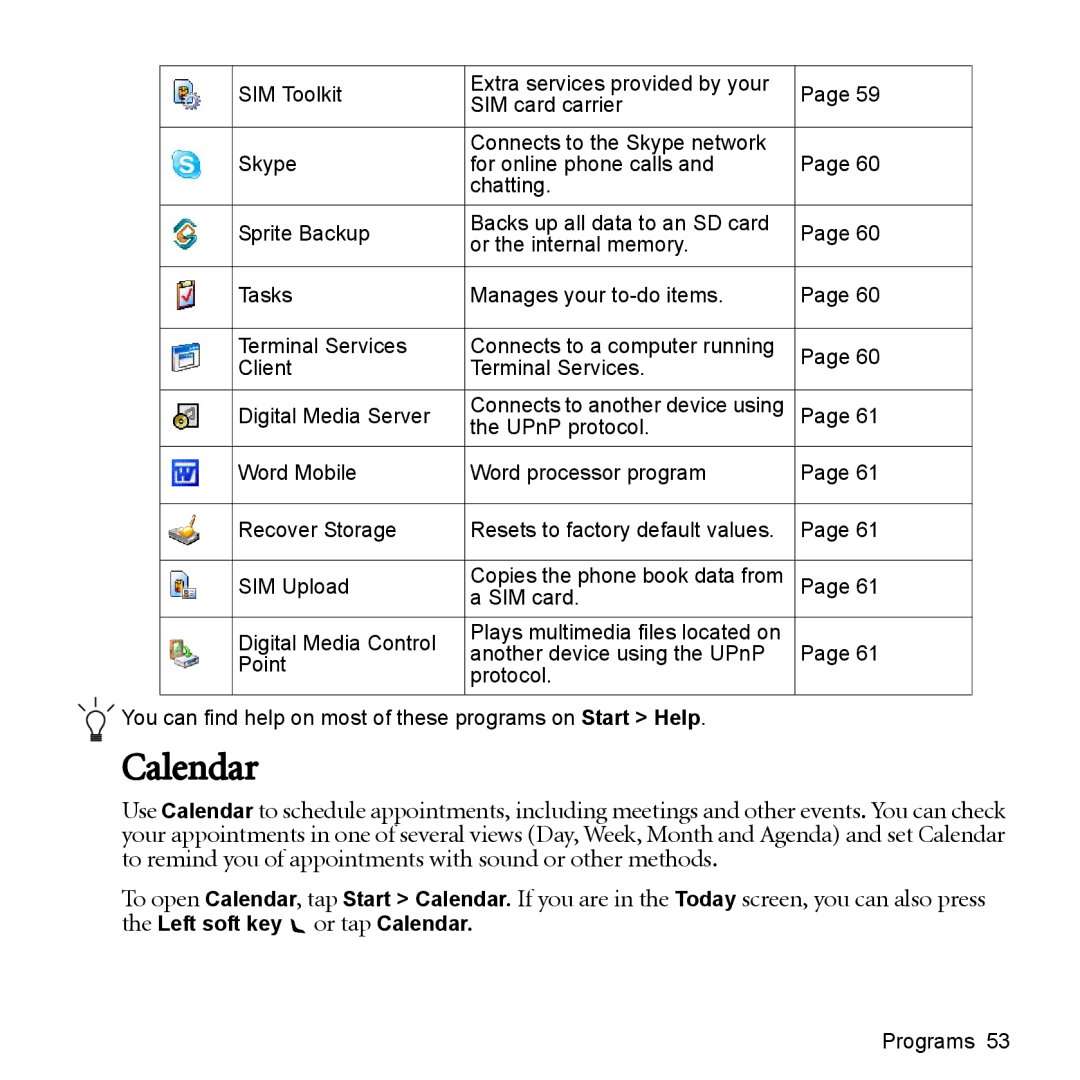 BenQ P51 manual Calendar 