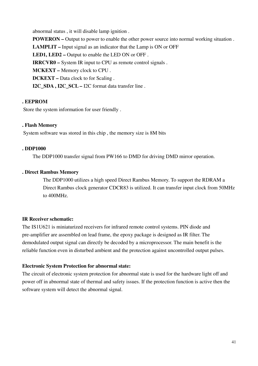 BenQ PB6200, PB6100 manual Flash Memory, DDP1000, Direct Rambus Memory, IR Receiver schematic 