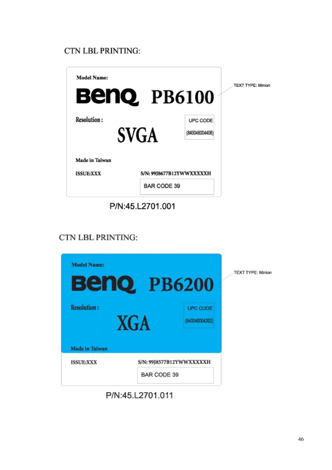 BenQ PB6100, PB6200 manual 