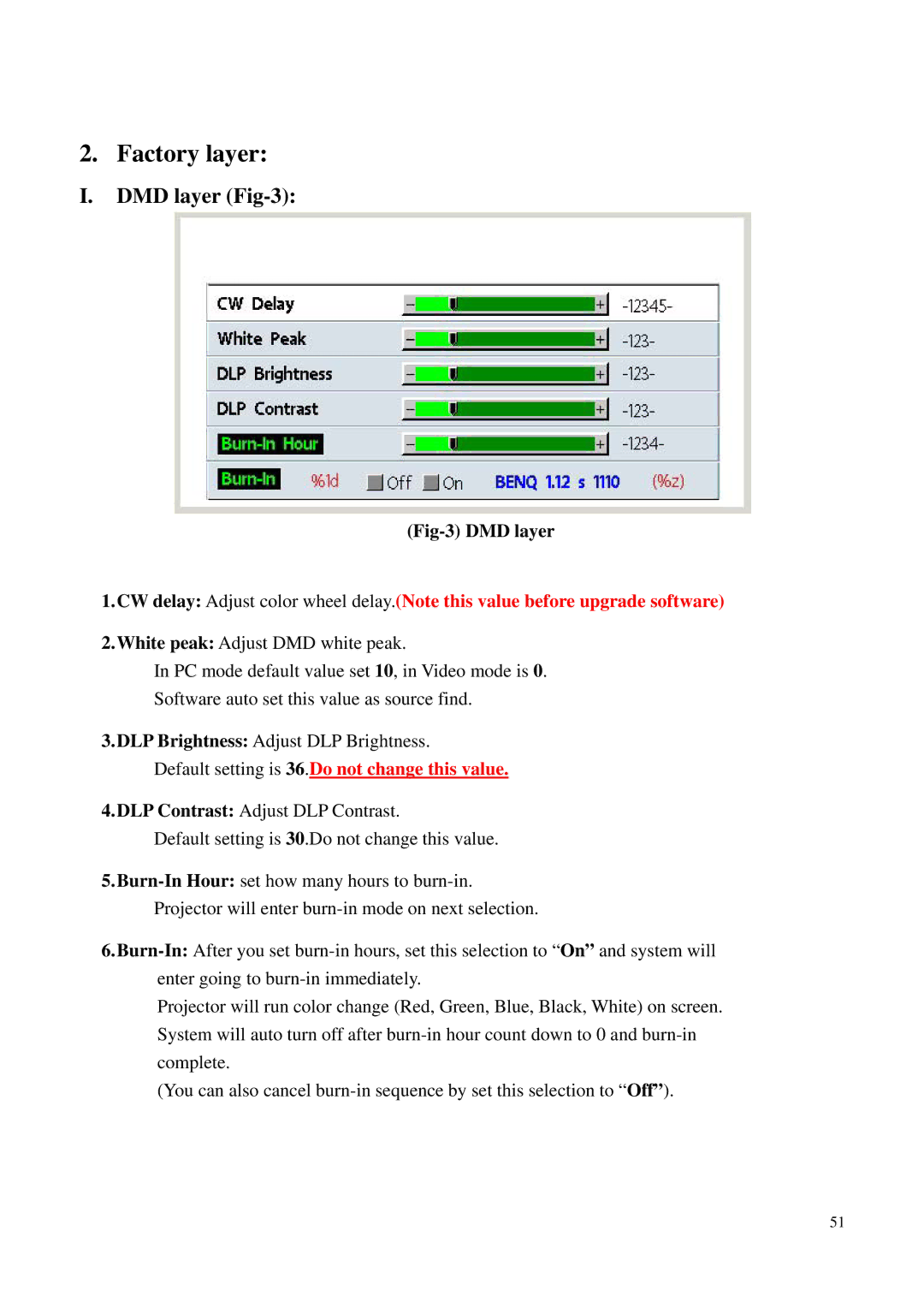 BenQ PB6200, PB6100 manual Factory layer, Fig-3 DMD layer 