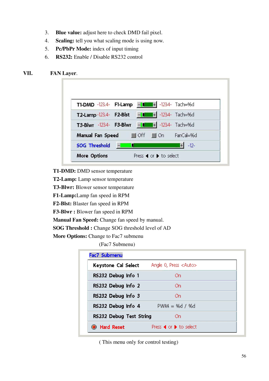 BenQ PB6100, PB6200 manual Vii, FAN Layer 