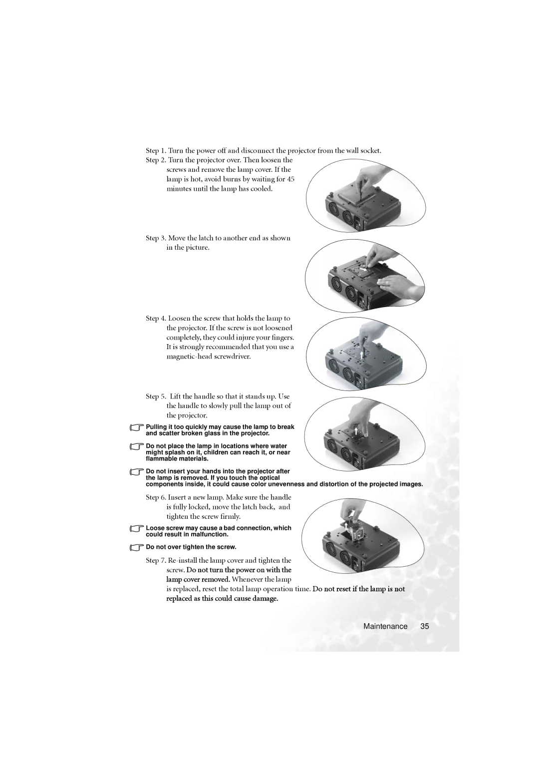 BenQ PB6210 user manual Maintenance 