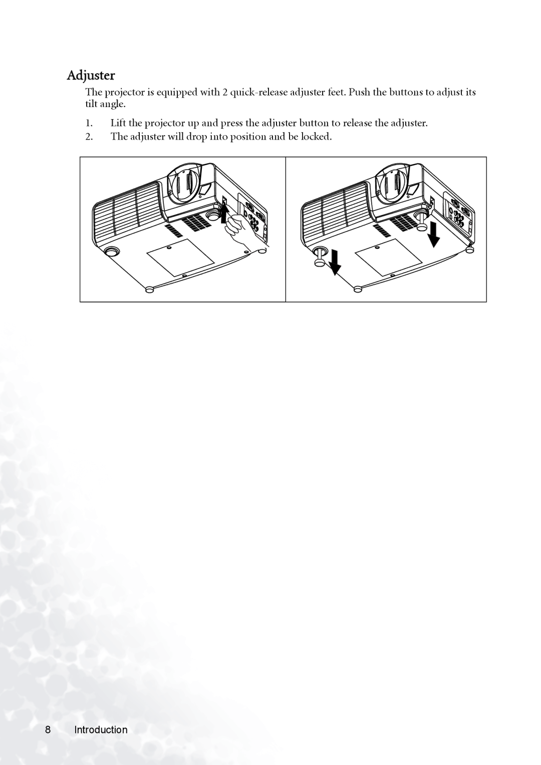 BenQ PB8230, PB8120, PB8220 user manual Adjuster 