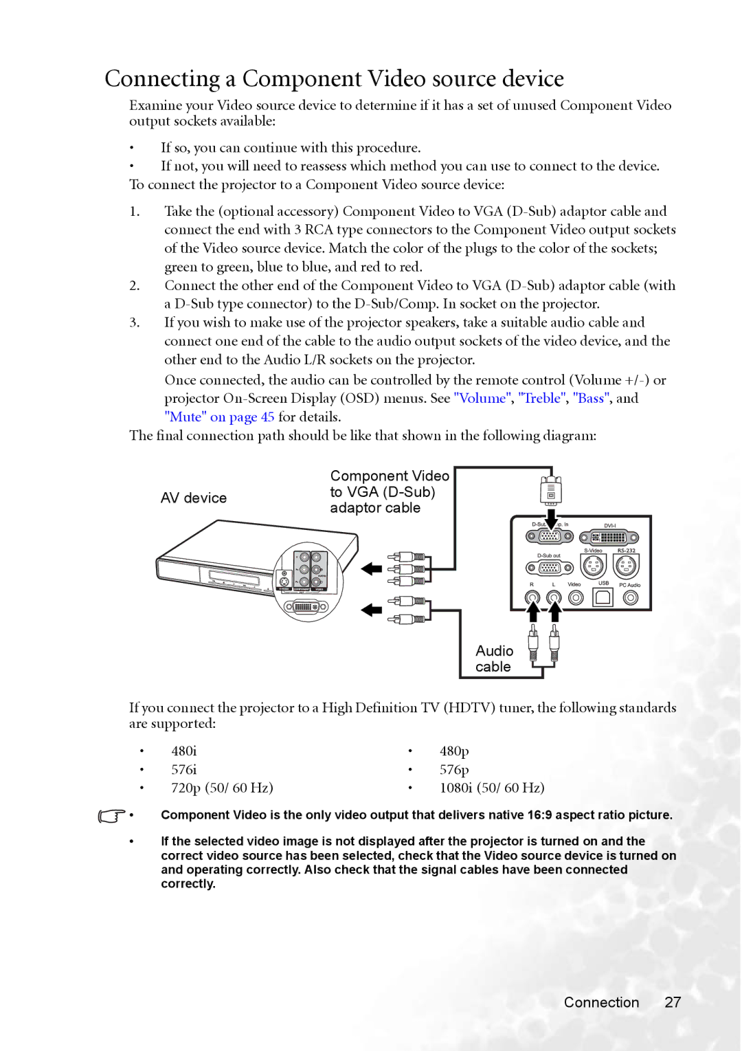 BenQ PB8253 user manual Connecting a Component Video source device 