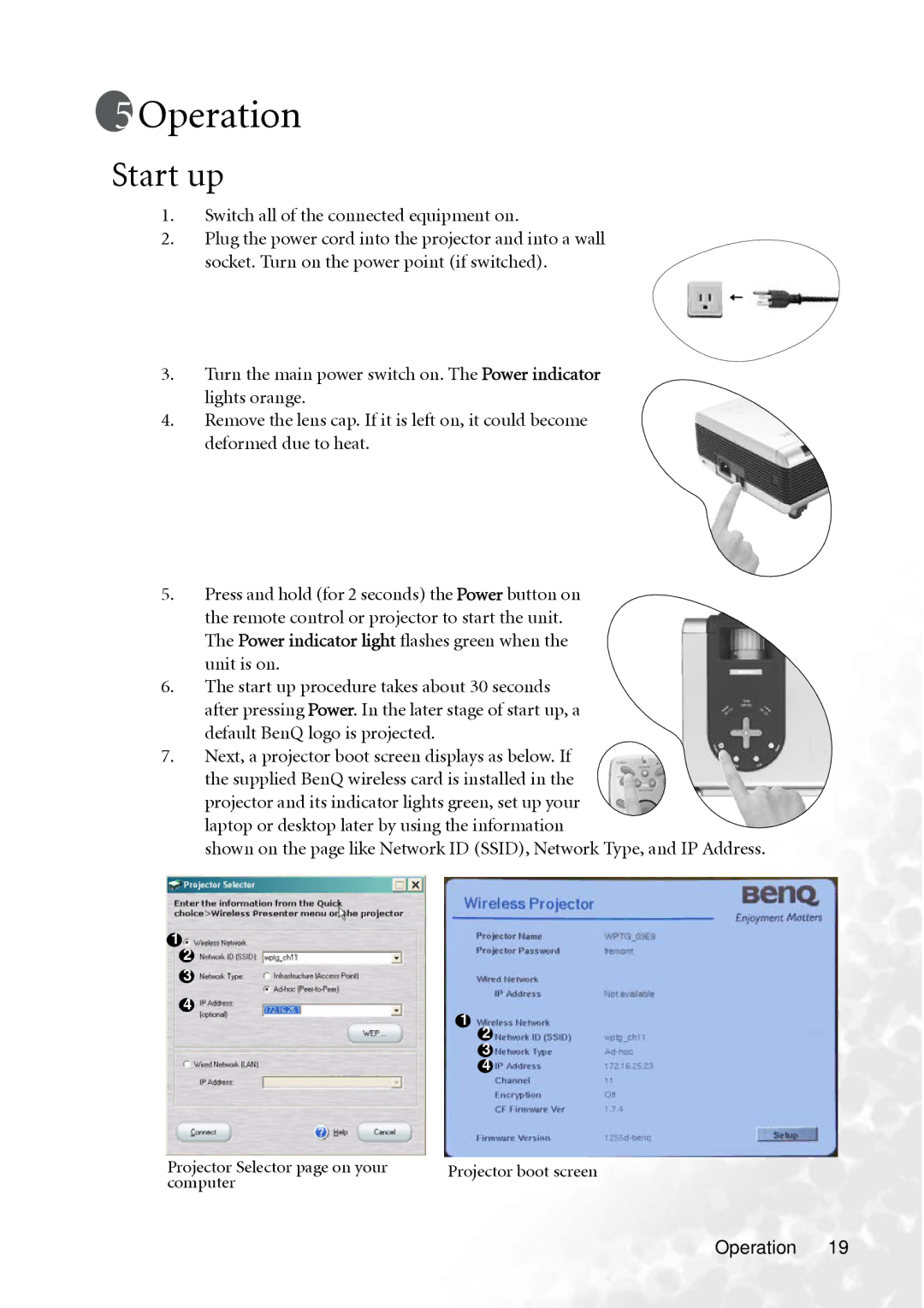 BenQ PB8260 user manual Start up, Computer Operation 