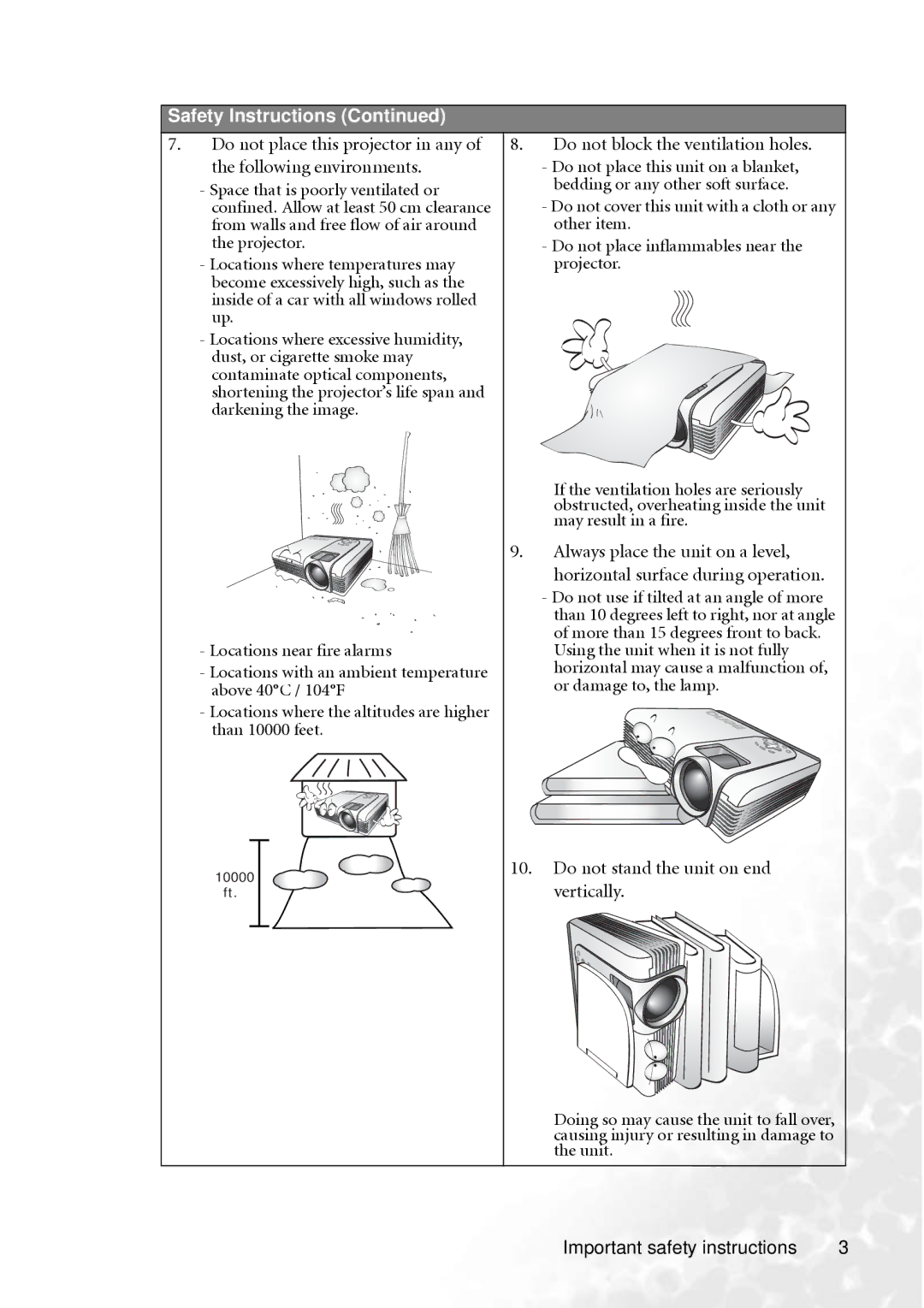 BenQ PB8260 user manual 10000 