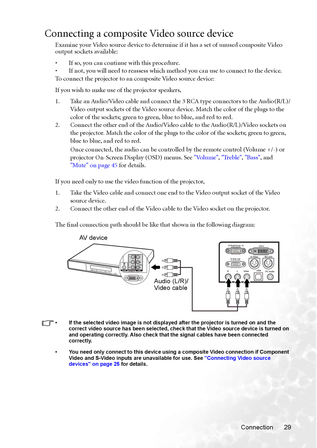 BenQ PB8263 user manual Connecting a composite Video source device 