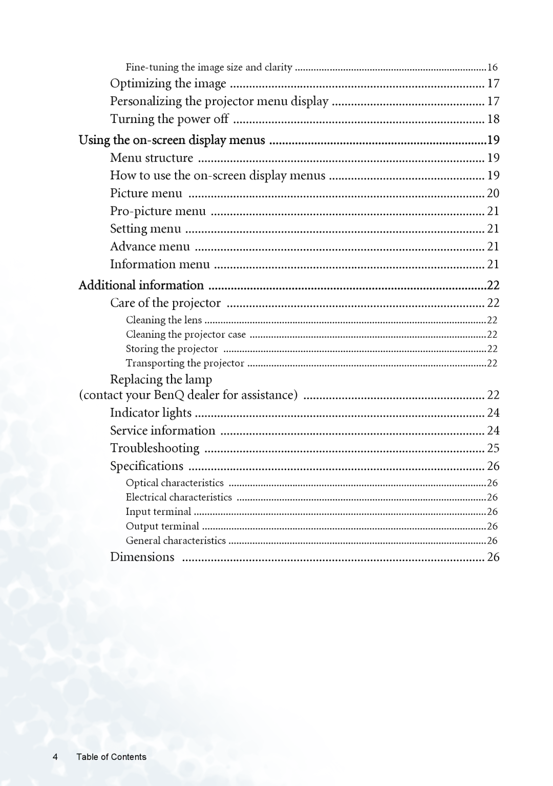 BenQ PE5120 user manual Using the on-screen display menus, Additional information 