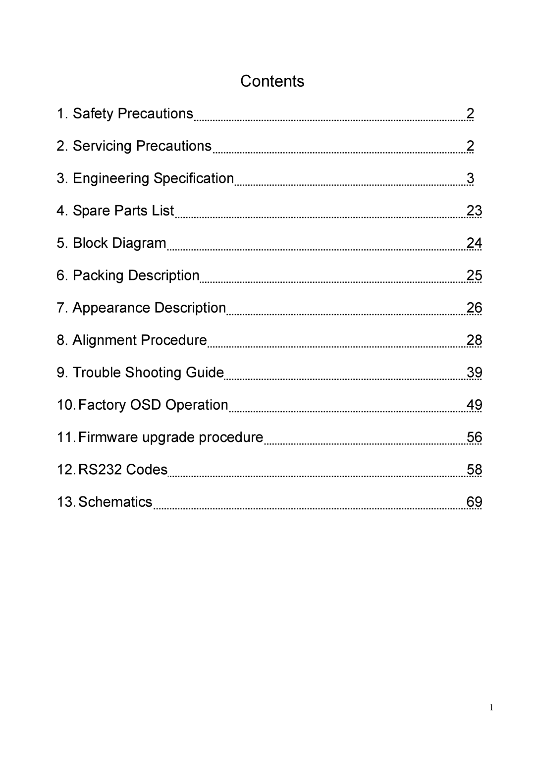 BenQ PE8700 service manual Contents 