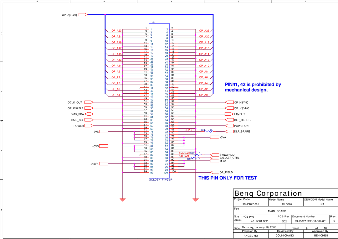 BenQ PE8700 service manual This PIN only for Test 