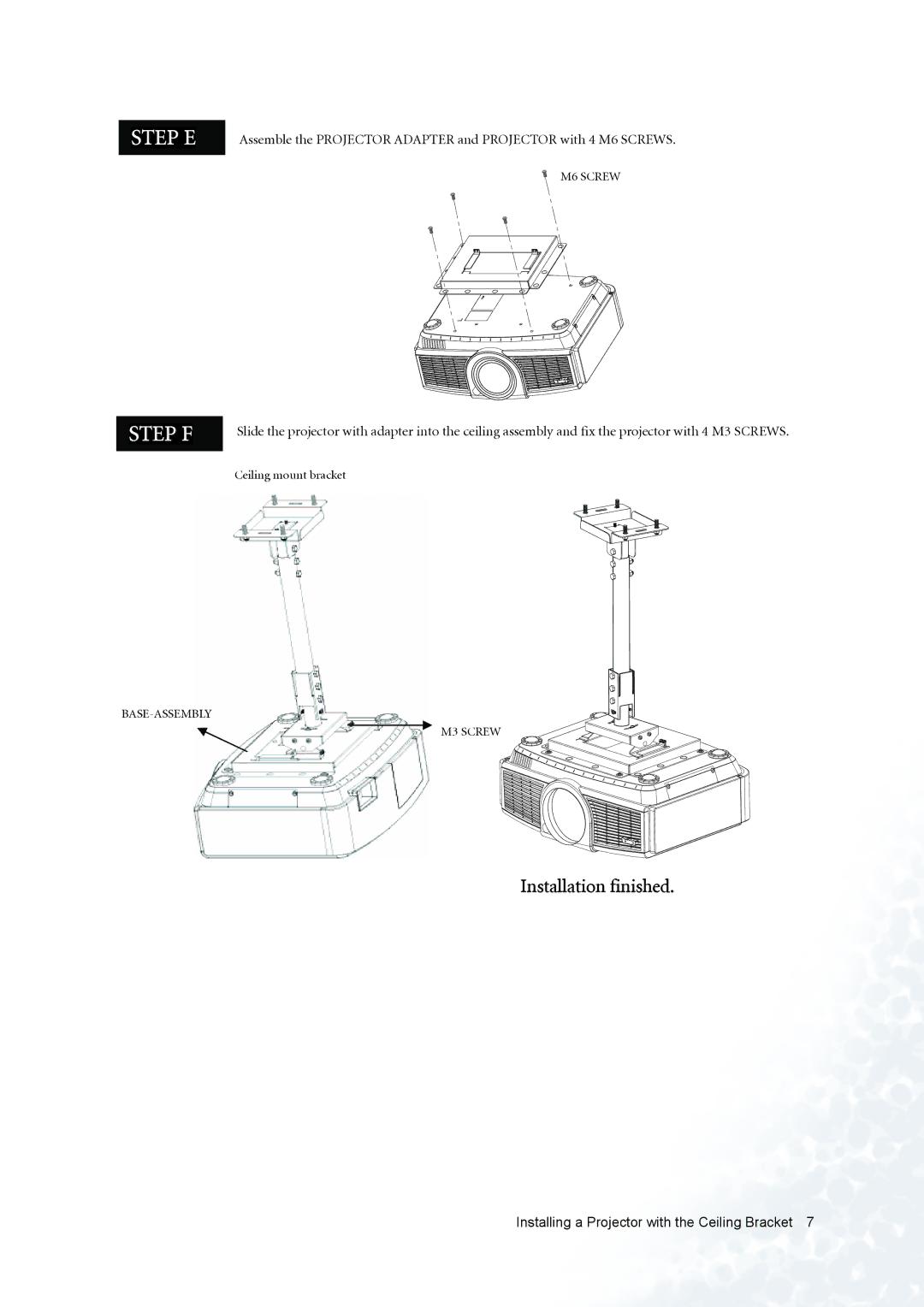 BenQ PE8720 manual Step E, Step F 